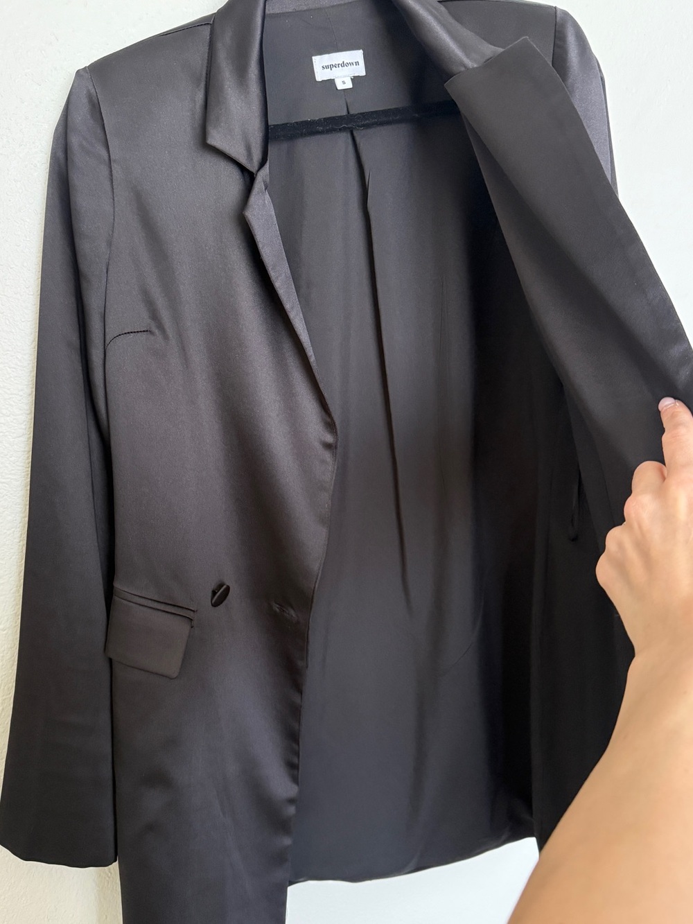 Superdown Miley Blazer Dress Satin Tuxedo Mini Black S - Picture 6 of 12